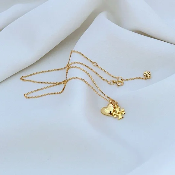 Tory burch Gold Heart and Puzzle Pendant Necklace - Picture 6 of 10